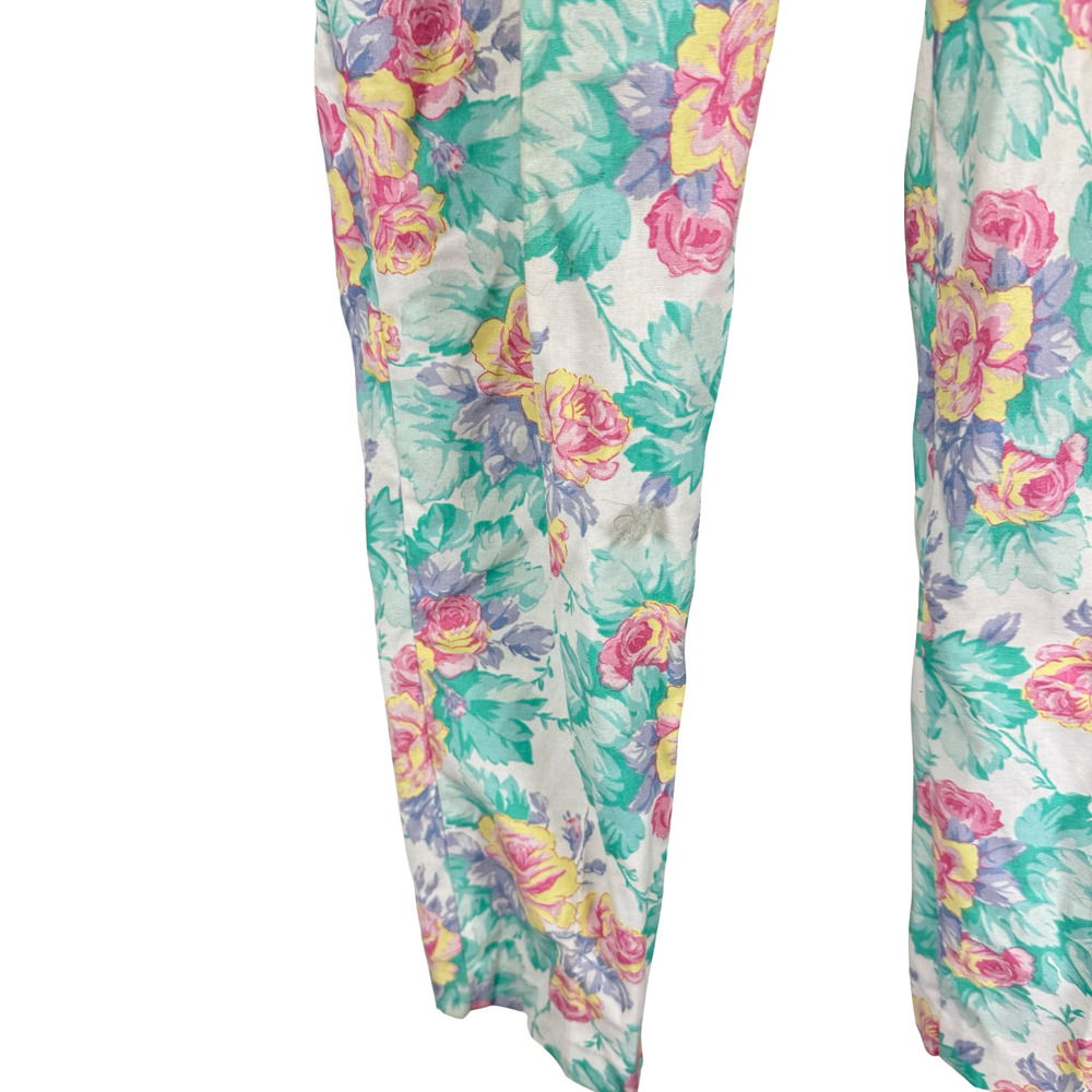 Chic Vintage Floral High Wiast 80s Pastel Pants USA Made Womens sz 24 x 27 - Picture 7 of 16
